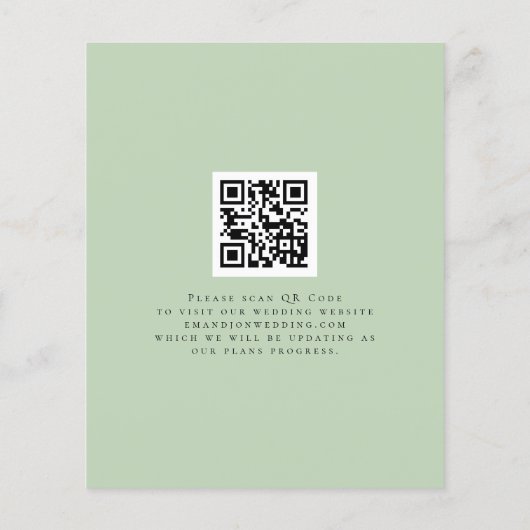 Budget Eleganter Eukalyptus QR-Code Save the Date (Rückseite)