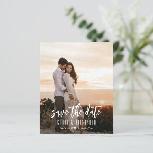 Budget Eleganter Foto QR-Code Hochzeit speichern d (Stehend Vorderseite)