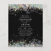Budget Eleganter Glitzer Black Wedding Einladung (Vorderseite)