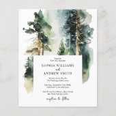 Budget Eleganter Grünwald Einladung zur Hochzeit (Vorderseite)