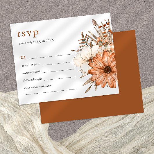 Budget Eleganter Herbst Florals Wedding RSVP