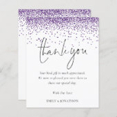 Budget Eleganter Lila Glitzer Hochzeit Vielen Dank (Vorne/Hinten)