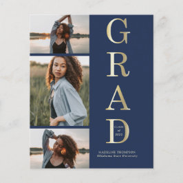 Budget Eleganter Navy Blue Gold 3 Foto Abschluss