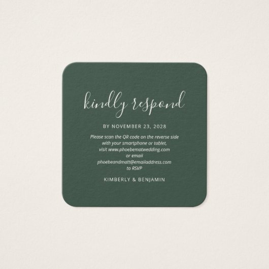 Budget Eleganter QR Code Wedding Response RSVP Car (Vorderseite)