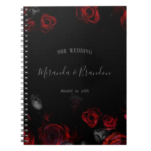 Budget Eleganter Red Black Floral Hochzeitsplaner Notizblock (Vorderseite)