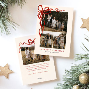 Budget Eleganter Roter Schleifen-Weihnachts-Vier-F Feiertagskarte