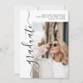 Budget Eleganter Script Graduate Foto Abschluss Ankündigung (Vorderseite)
