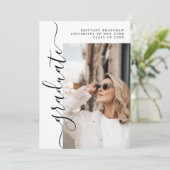 Budget Eleganter Script Graduate Foto Abschluss Ankündigung (Stehend Vorderseite)