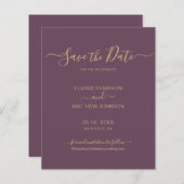 Budget Eleganter Script Mauve Save the Date Flyer (Vorne/Hinten)