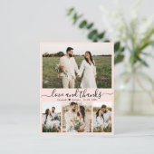 Budget Elegantes Blush Foto Hochzeit Danke Karte (Stehend Vorderseite)