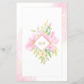 Budget Elegantes florales Wasserfarbenmenü Rosa Ho (Rückseite)