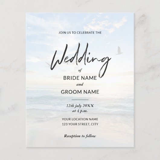 Budget Elegantes Foto Beach Hochzeiten Einladungen Flyer (Vorne)