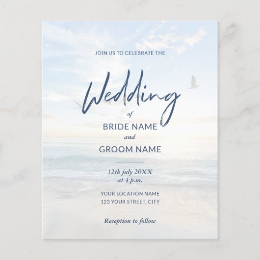 Budget Elegantes Foto Beach Hochzeiten Einladungen Flyer (Vorne)