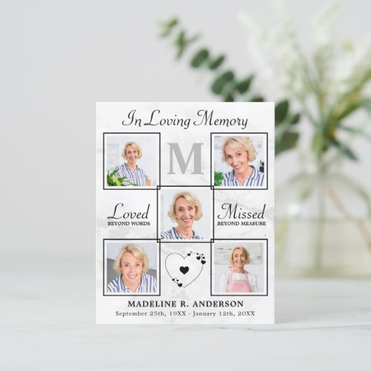 Budget Elegantes Foto Collage Beileid Vielen Dank (Stehend Vorderseite)