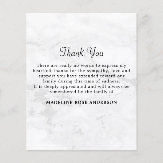 Budget Elegantes Foto Collage Beileid Vielen Dank (Rückseite)