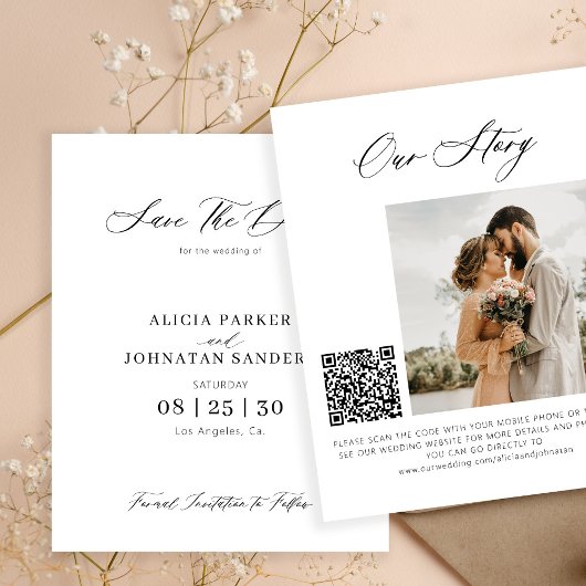 Budget elegantes Foto QR Code Hochzeit speichern S