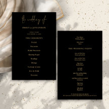 Budget Elegantes Gold Black Wedding Programm