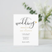 Budget Elegantes Gold Heart Foto Einladung Hochzei (Stehend Vorderseite)