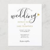 Budget Elegantes Gold Heart Foto Einladung Hochzei (Vorderseite)