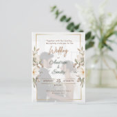 Budget Elegantes Green & Gold Overlay Foto Hochzei Postkarte (Stehend Vorderseite)