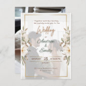 Budget Elegantes Green & Gold Overlay Foto Hochzei Postkarte (Vorne/Hinten)