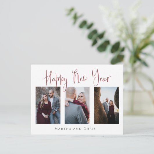 Budget Elegantes Happy New Year Rose Gold Foto Postkarte (Stehend Vorderseite)