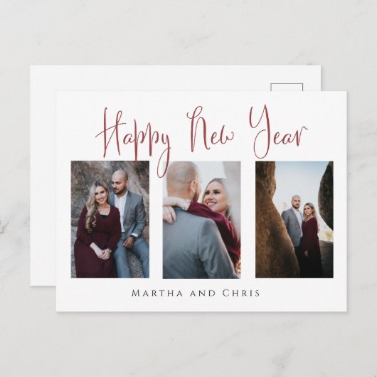 Budget Elegantes Happy New Year Rose Gold Foto Postkarte (Vorne/Hinten)