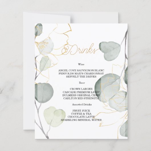 Budget-Elegantes HOCHZEITSMENÜ. (Rückseite)