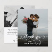 Budget Elegantes Hochzeitsskript-Foto Danke Karte (Vorne/Hinten)