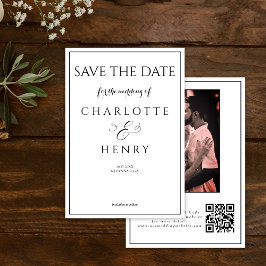 Budget Elegantes Kalligrafie-Foto QR-Code Save The Date