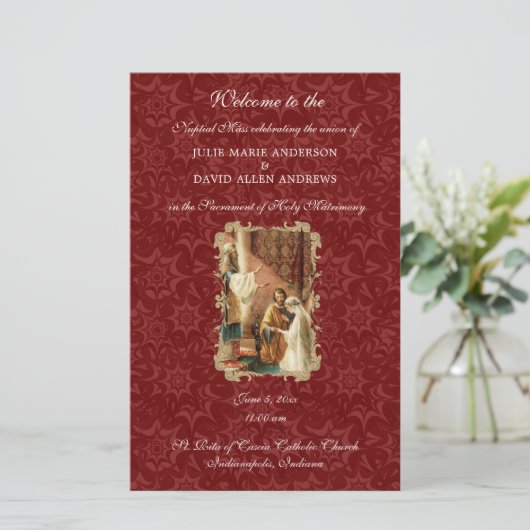 Budget Elegantes katholisches Hochzeitsprogramm Briefpapier (Stehend Vorderseite)