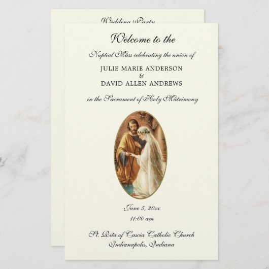 Budget Elegantes katholisches Hochzeitsstudium Briefpapier (Vorne/Hinten)