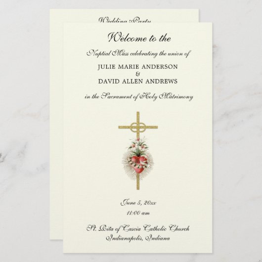 Budget Elegantes katholisches Hochzeitsstudium Briefpapier (Vorne/Hinten)