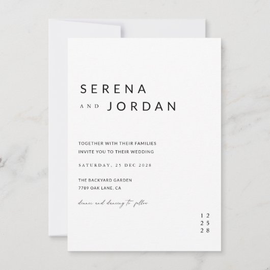 Budget Elegantes Minimalistisches 2-Foto Hochzeit Einladung (Rückseite)