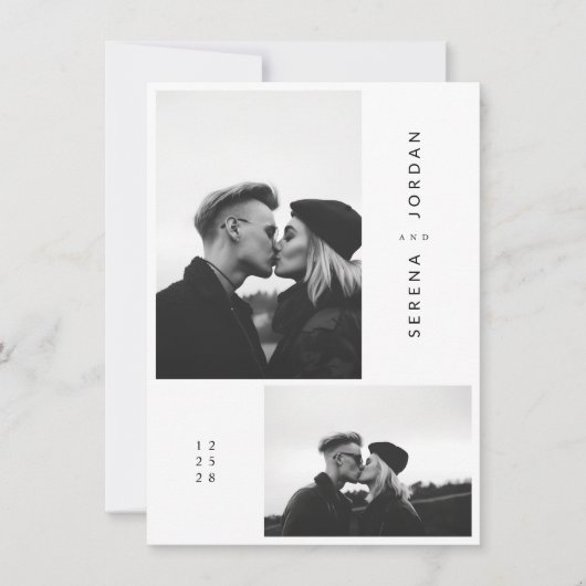 Budget Elegantes Minimalistisches 2-Foto Hochzeit Einladung (Vorderseite)