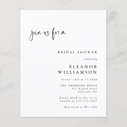 Budget Elegantes Minimalistisches Foto Brautparty (Vorderseite)