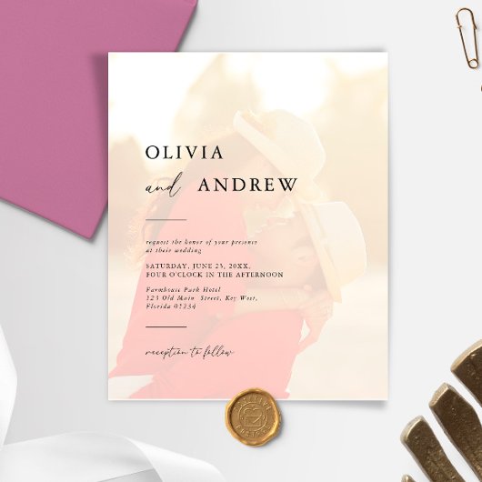 Budget Elegantes Minimalistisches Foto Einladung H