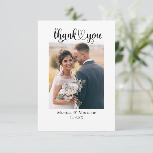Budget Elegantes Modernes Script Foto Vielen Dank Dankeskarte (Stehend Vorderseite)