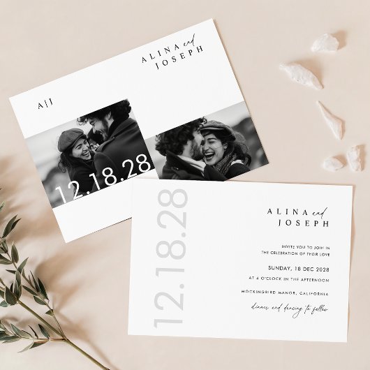Budget Elegantes monochromes Foto Hochzeiten Einla