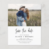 Budget Elegantes Save the Date Foto Minimalistisch Flyer (Hinten)