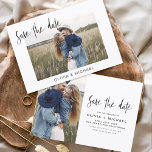 Budget Elegantes Save the Date Foto Minimalistisch Flyer<br><div class="desc">Budget Hochzeit Speichern Sie die Datumskarten,  die ein Foto auf der Vorder- und Rückseite haben. Die Save the Date-Karten enthalten eine moderne,  handgeschriebene,  kursive Schriftzeichen-Typografie,  die elegant,  einfach und modern nach einem einfachen Hochzeitstag-Fest zu verwenden sind.</div>