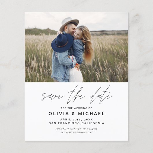 Budget Elegantes Save the Date handgeschriebenes F (Rückseite)