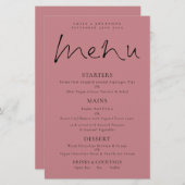 Budget Elegantes Script Dusty Rose Wedding Menu (Vorne/Hinten)