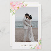 Budget Elegantes Script Floral Foto Danke Karte (Vorne/Hinten)