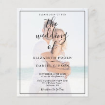Budget Elegantes Script Foto Einladung Hochzeit