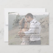 Budget Elegantes Script Foto Einladung Hochzeit (Vorderseite)