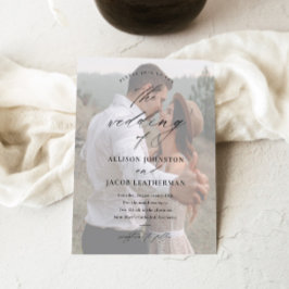 Budget Elegantes Script Foto Einladung Hochzeit