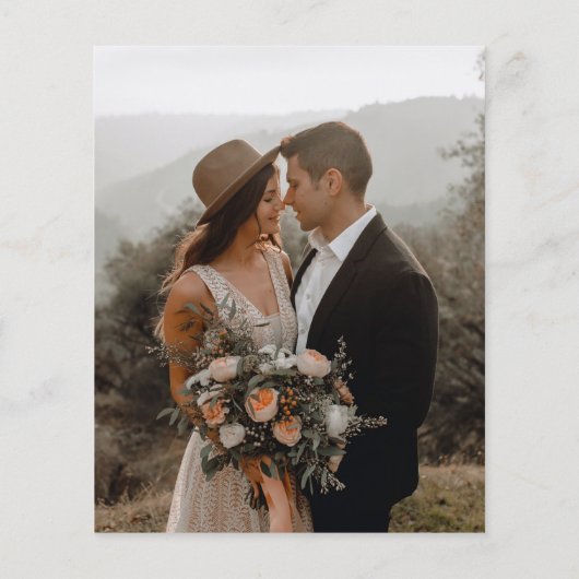 Budget Elegantes Script Foto Einladung Hochzeit (Rückseite)