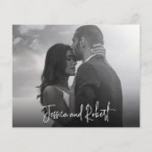 Budget Elegantes Script Foto Hochzeit Danke Karte (Rückseite)