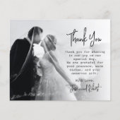 Budget Elegantes Script Foto Hochzeit Danke Karte (Vorderseite)